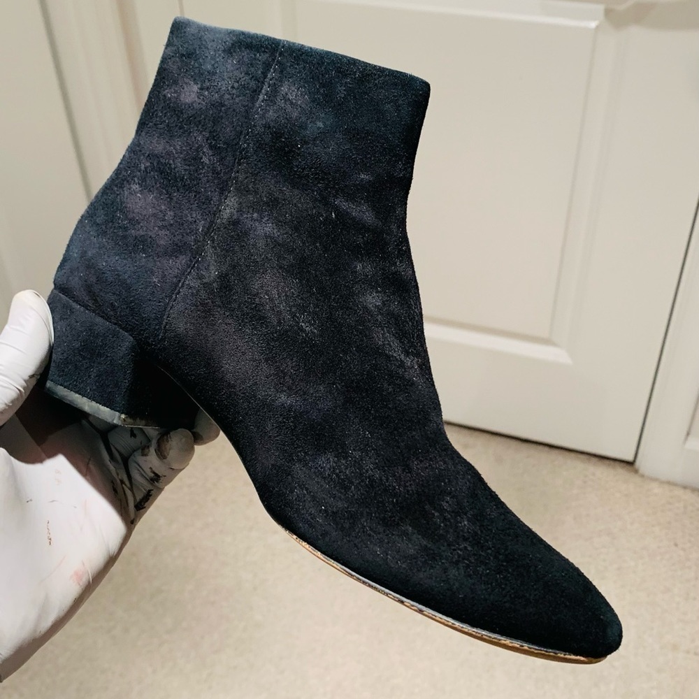Dolce Vita Women Black Suede Ankle Boot with Side Silver Zipper. - Picture 9 of 13
